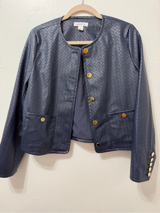 Liz Claiborne Jackets & Blazers - NWOT Liz Claiborne Navy Quilted Faux-Leather Jacket